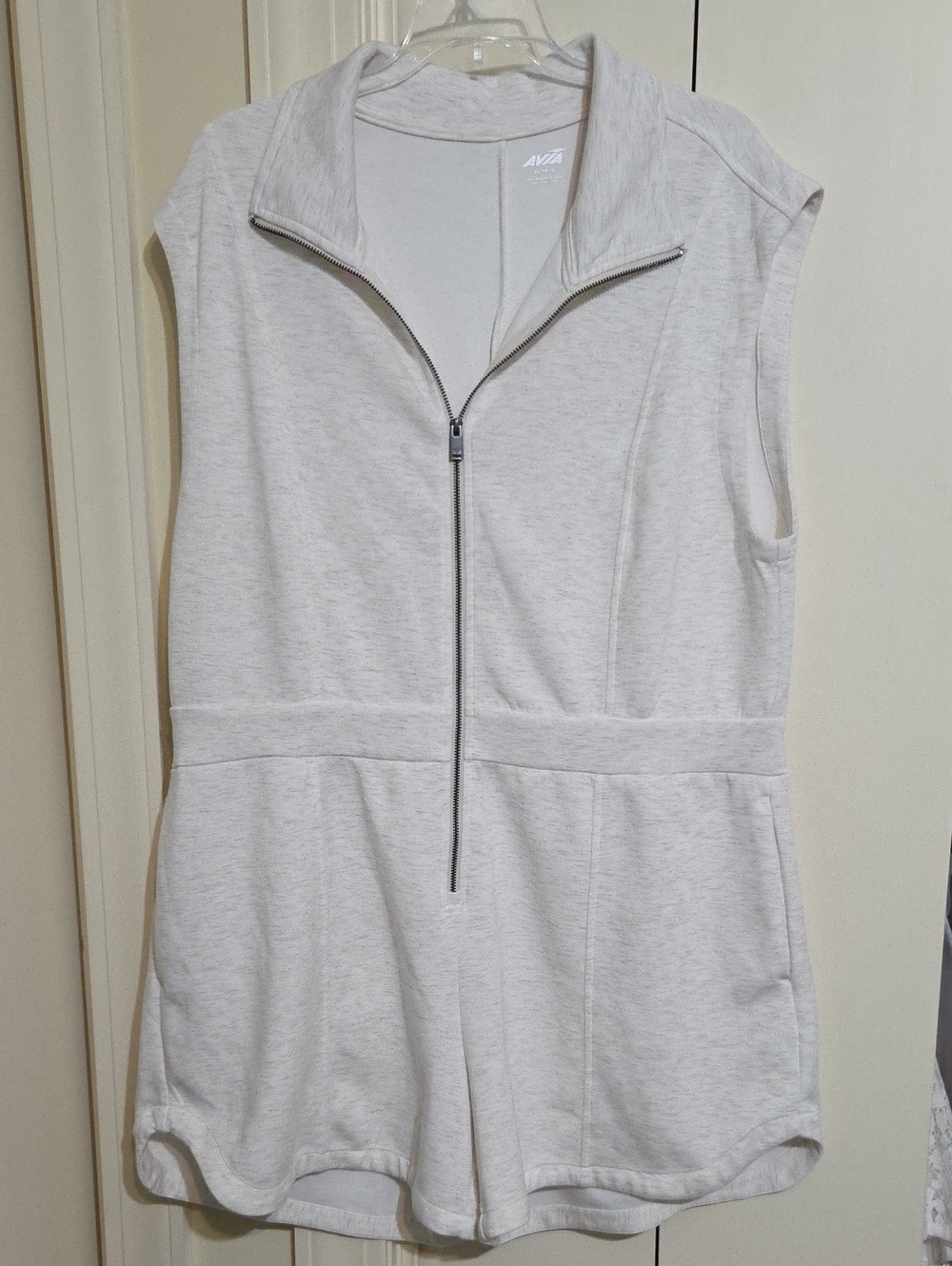 Avia Sleeveless Zip Romper In Oatmeal. Super Soft.